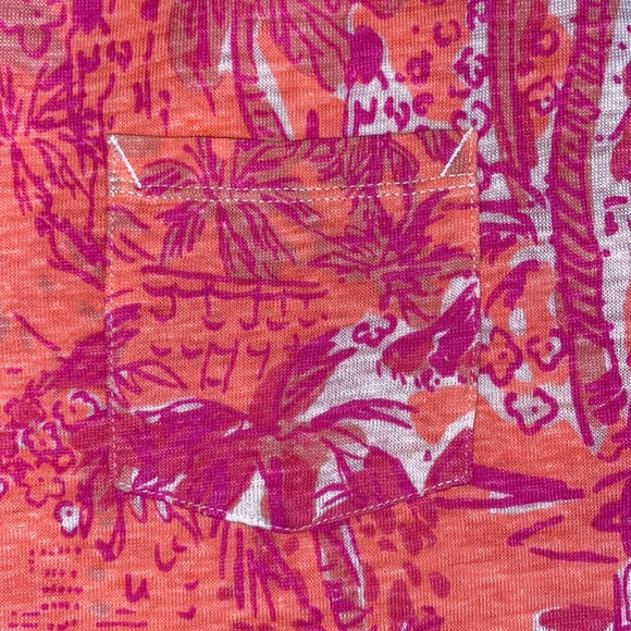 🌴LILLY PULITZER ‘Duval’ Notch Neck Linen Top in Cheeky Melon Rule Breakers - Picture 5 of 12